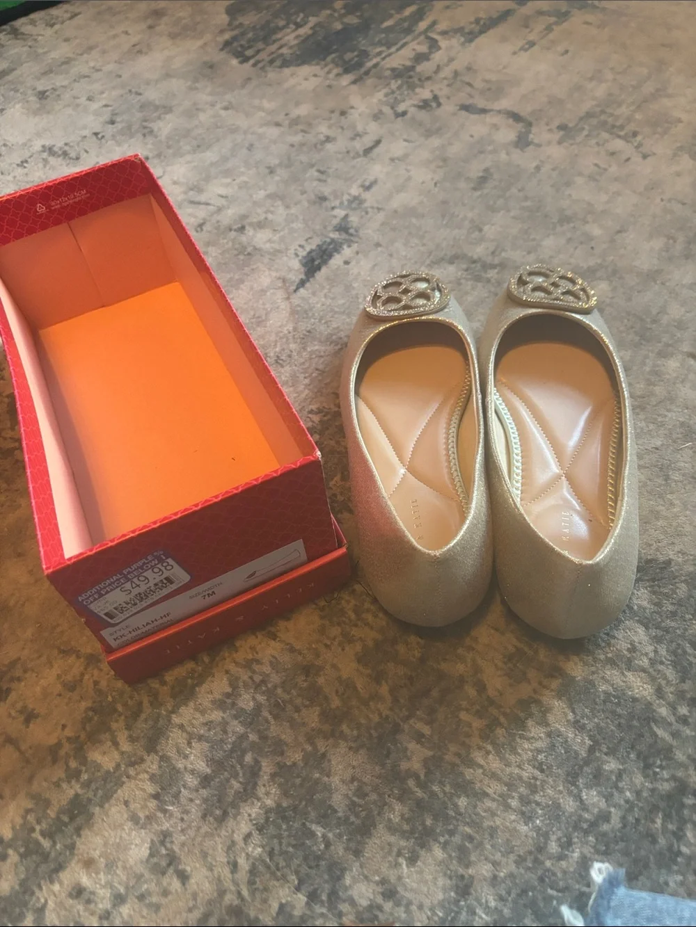 Gold Embellished Women's Ballet Flats
